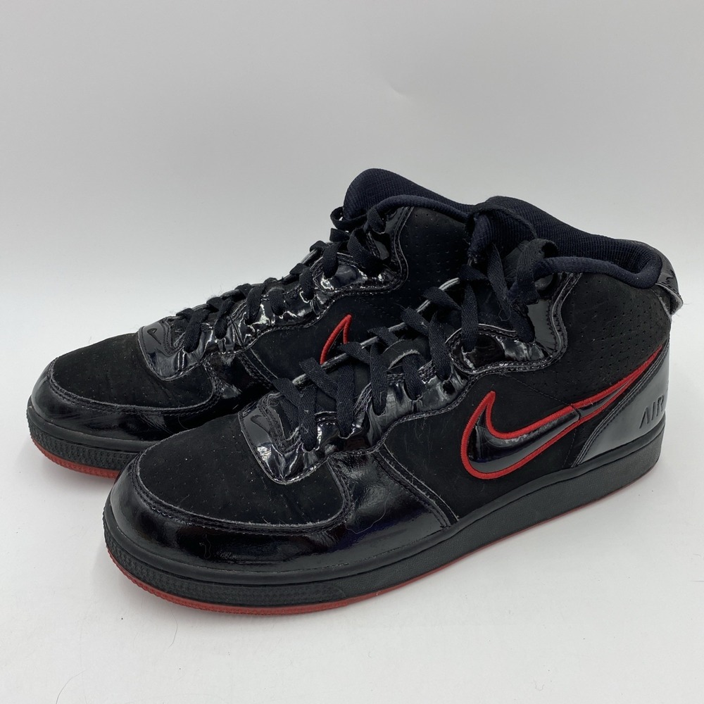 Nike Mens 12 Big Nike High Black Red Patent Leather Sneakers 351527-002 2009